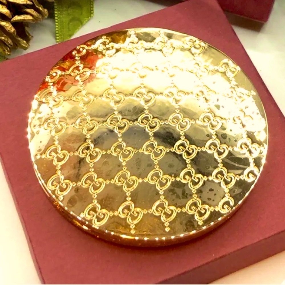 GUCCI MONOGRAM GOLD COMPACT MIRROR NEW IN BOX
